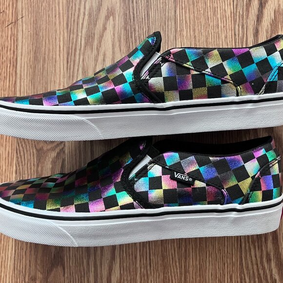 VANS Authentic Iridiscent Checkerboard Women's Size 11 Black Multicolor Shoes - Picture 6 of 8